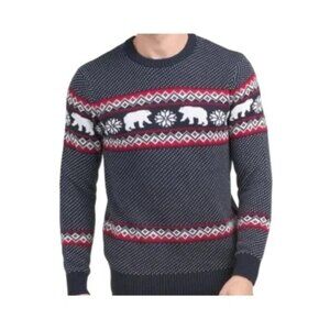 Aspen Blue White Polar Bear Birds Eye Crewneck Pullover Sweater Mens Large NWT
